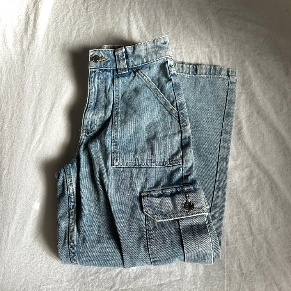 Cargo wide leg jeans cropped